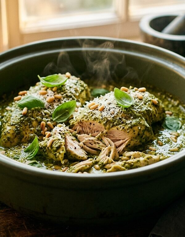 Effortless Weeknight Dinners: Crockpot Pesto Chicken