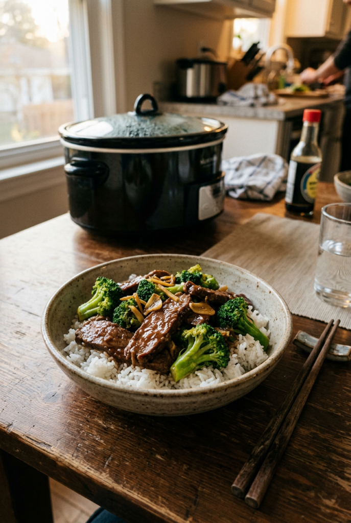 Crockpot beef and broccoli