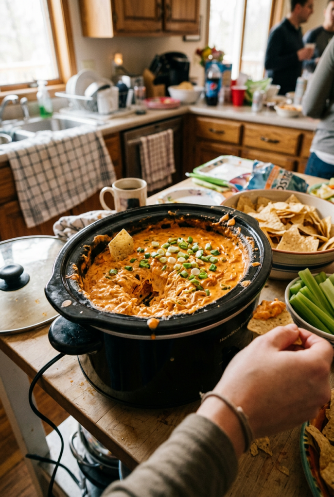 Crockpot buffalo chicken dip