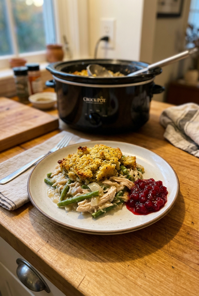 Crockpot chicken and stuffing