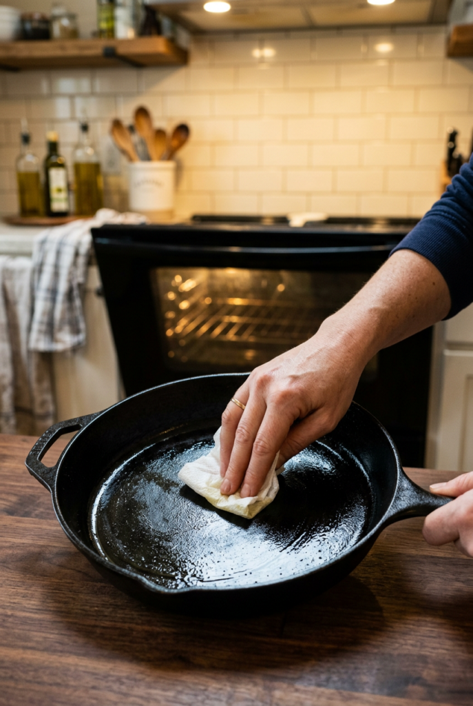 Cast iron skillet seasoning