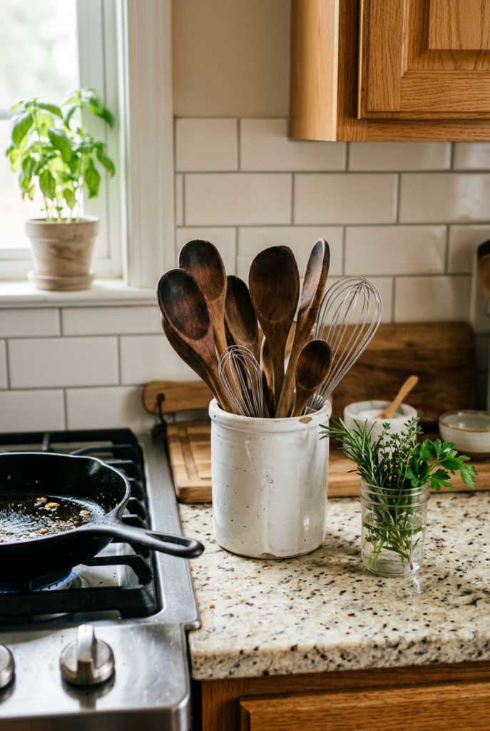 Kitchen utensils with holder